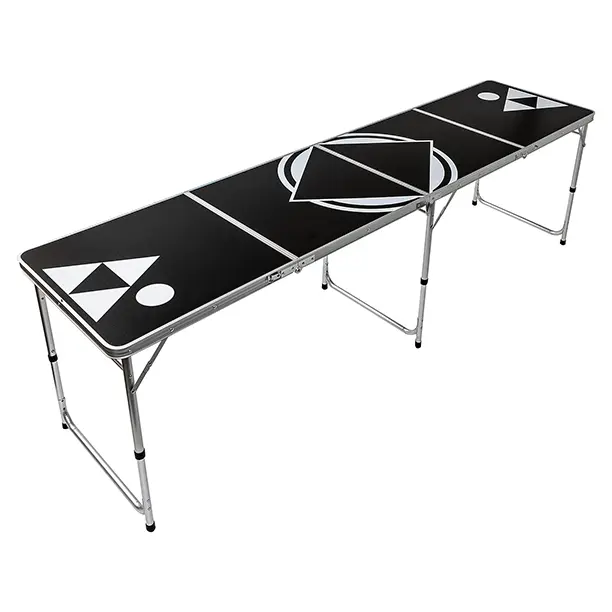 8' Beer Pong Table - Lightweight & Portable with Carrying Handles by Red Cup Pong (Black)