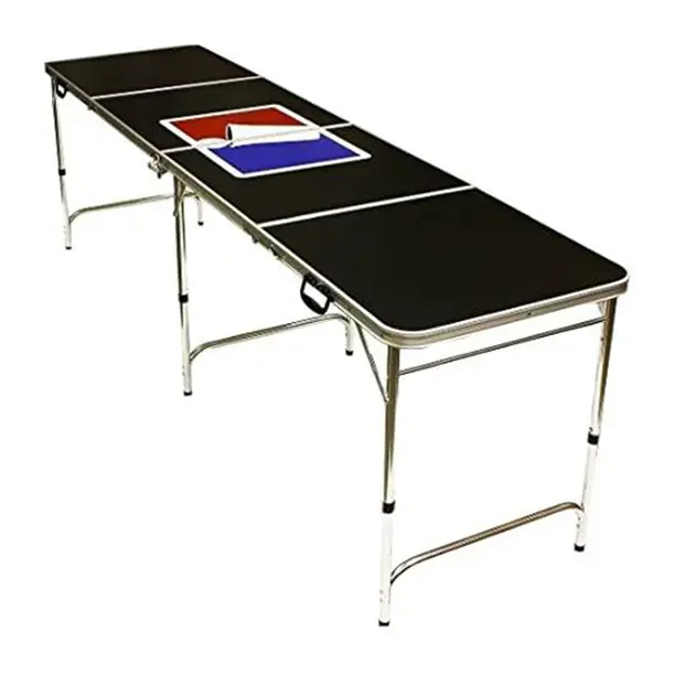 8' Folding Beer Pong Table with Bottle Opener, Ball Rack and 6 Pong Balls