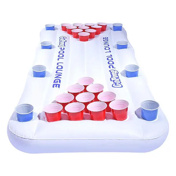 Pool Lounge Beer Pong Inflatable with Social Floating, White