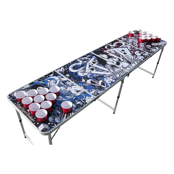 Tattoo Portable Beer Pong Table with Holes